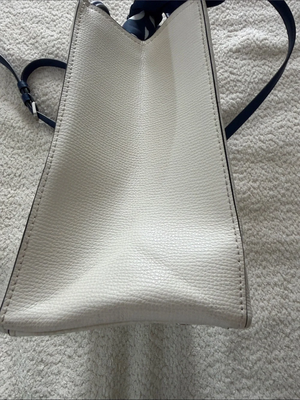 Kate Spade New York Trista Leather Shopper Tote w/Polka Dot Lining - Cream Navy